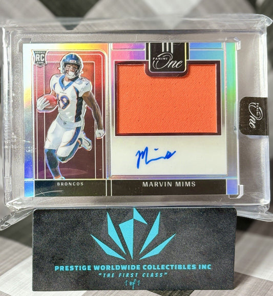 Marvin Mims 2023 Panini One Precision Rookie Patch Auto /199 #316 Broncos RPA