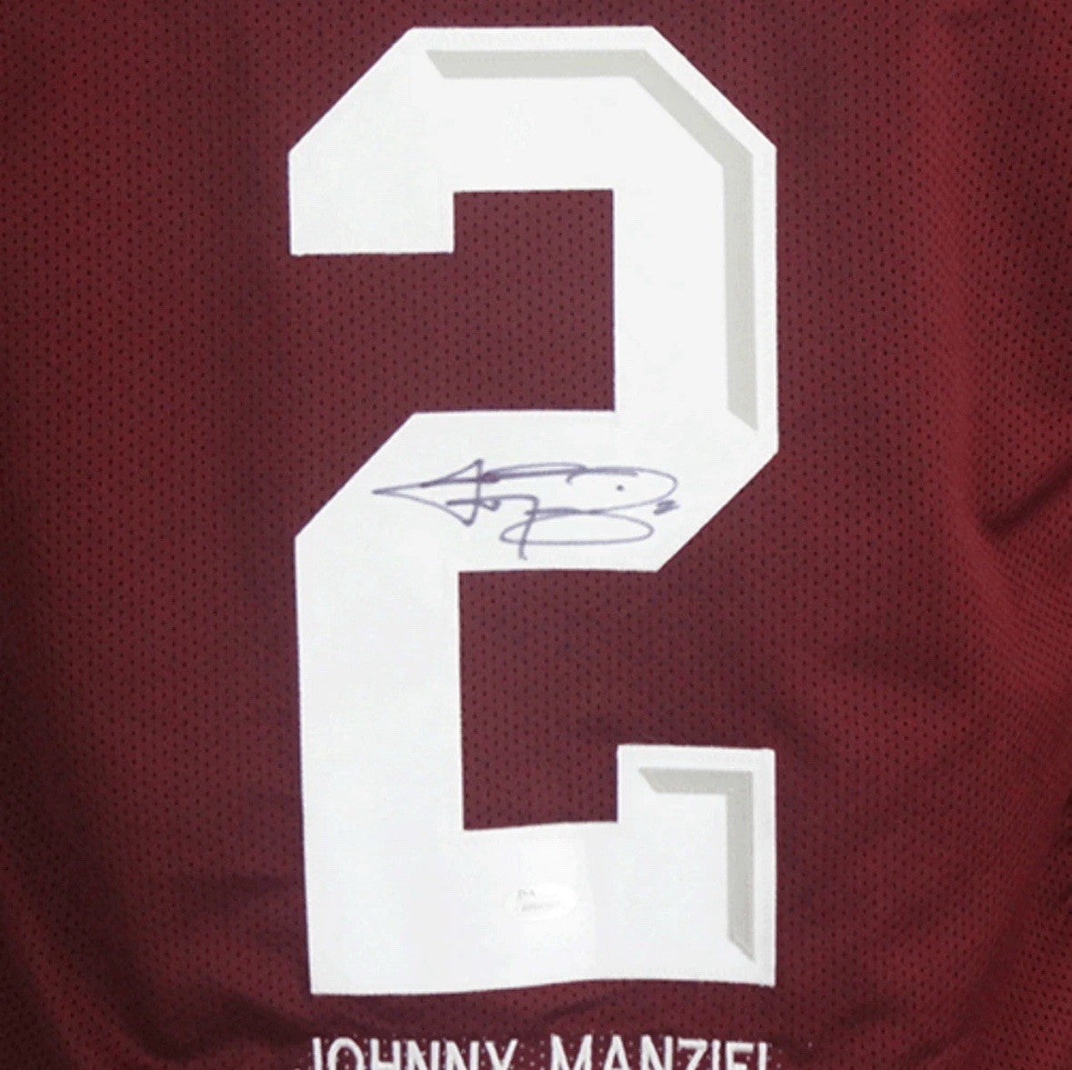 Johnny Manziel Maroon Autographed College Stats Football Jersey with JSA COA