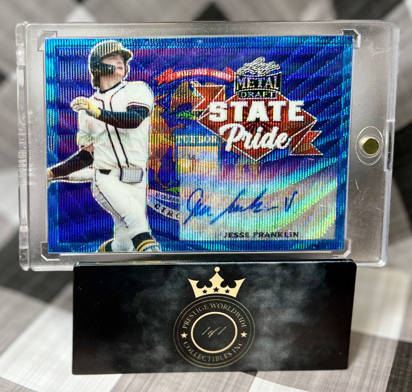 Jesse Franklin 2021 Leaf Metal Draft Blue Wave Refractor Auto 7/20 #SP-JF2