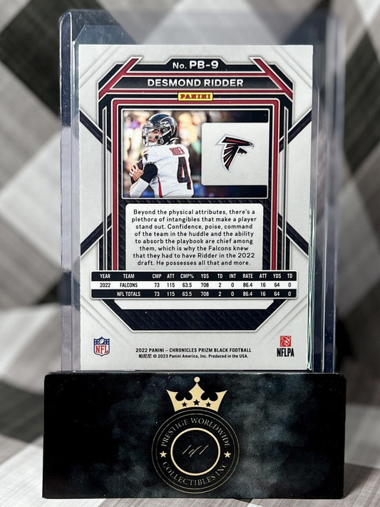 Desmond Ridder 2022 Chronicles Prizm Black Rookie #PB-9 Atlanta Falcons RC