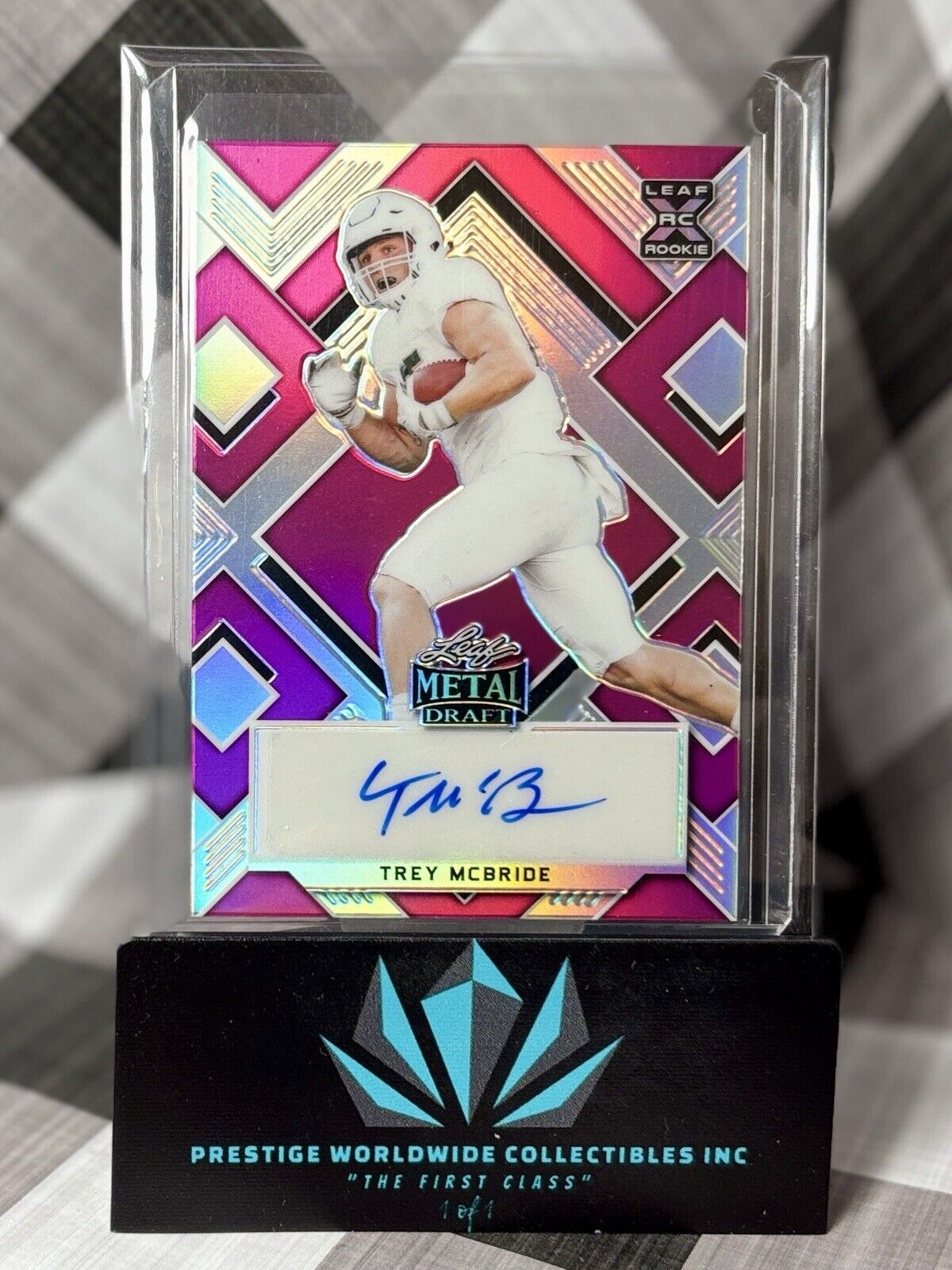 Trey McBride 2022 Leaf Metal Prismatic Pink Auto /20#BA-TMB Cards CSU Rams