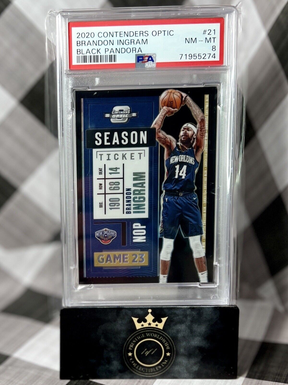 Brandon Ingram 2020-21 Panini Contenders Optic Black Pandora Prizm PSA 8 #21 NOP