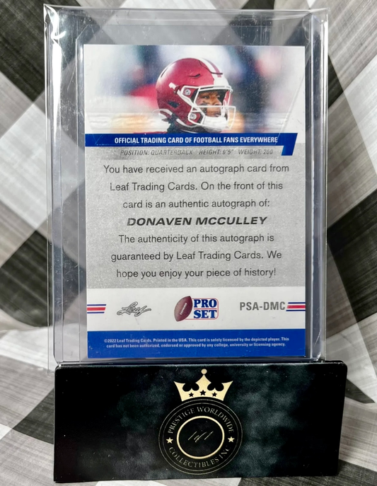 Donaven McCulley 2022 Leaf Pro Set Auto #PSA-DMC Indiana Hoosiers