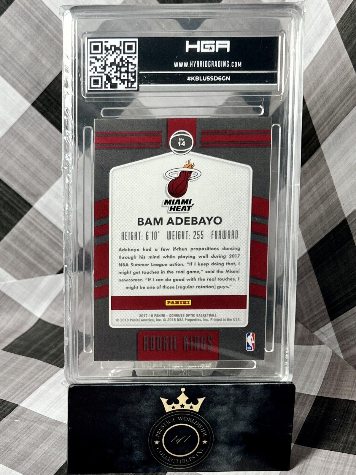 Bam Adebayo 2017-18 Panini Donruss Optic Rookie Kings HGA 9.5 #14 Miami Heat RC
