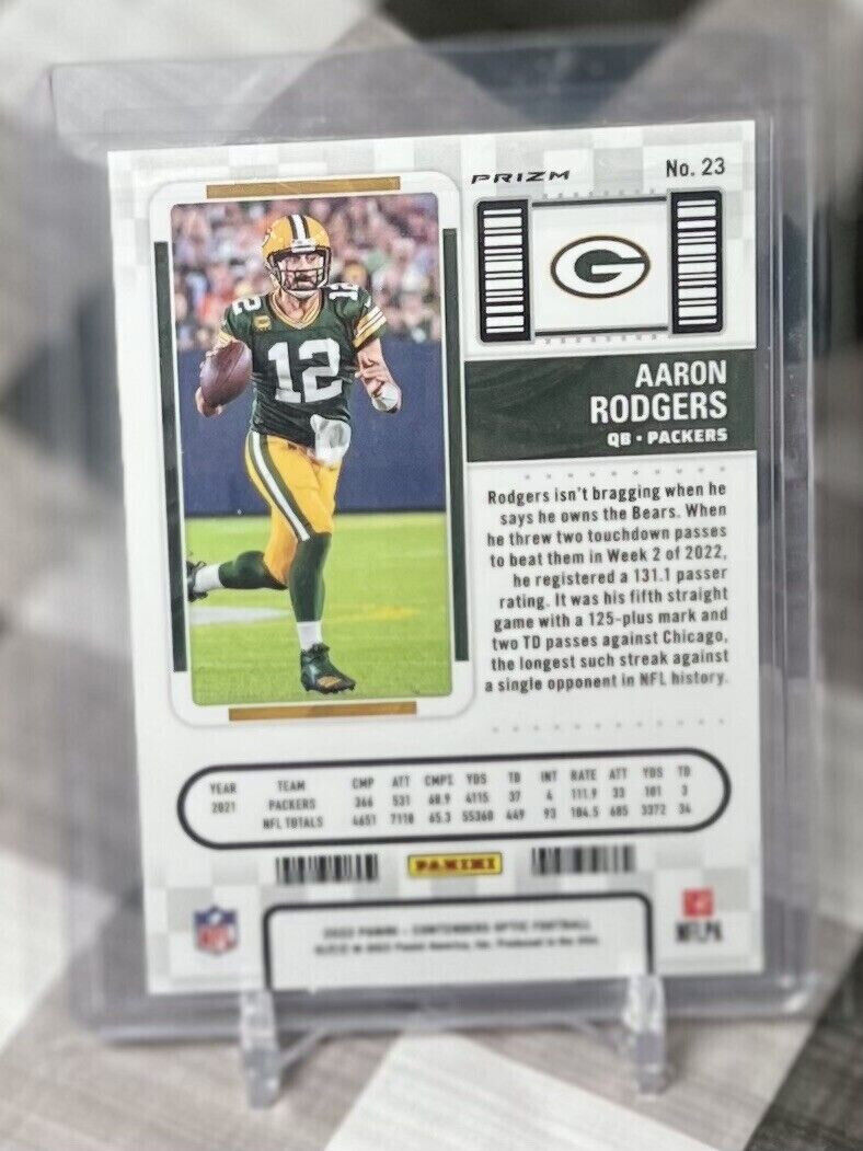 Aaron Rodgers 2022 Panini Contenders Optic Holo Season Ticket #23 - Packers Jets