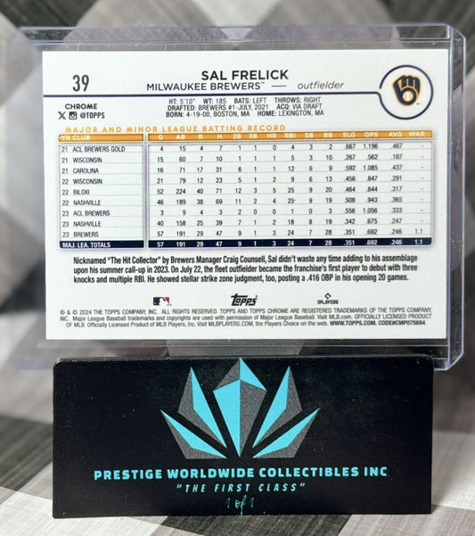 Sal Frelick 2024 Topps Chrome Rookie Sepia Refractor #39 Milwaukee Brewers RC