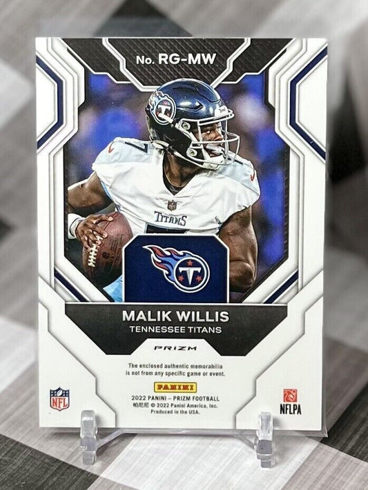🔥Malik Willis 2022 Panini Prizm Silver Rookie Gear Patch #RG-MW - Titans RC📈🔥