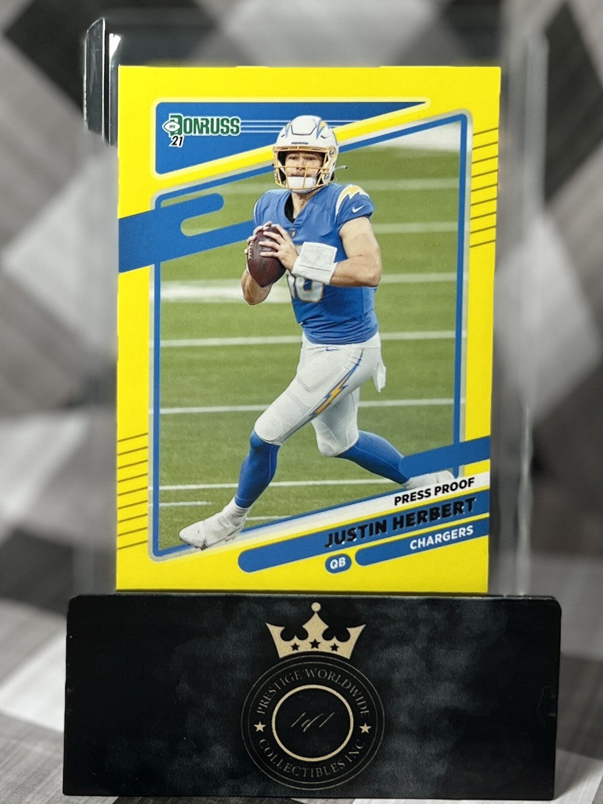 Justin Herbert 2021 Panini Donruss Yellow Press Proof #70 LA Chargers
