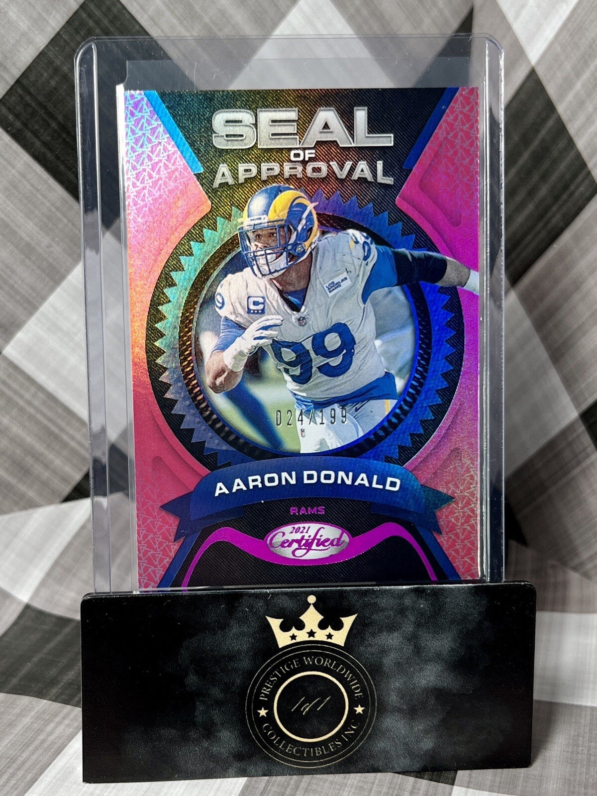 AARON DONALD 2022 Panini Certified Seal Of Approval Pink /199 #SA-16 LA Rams