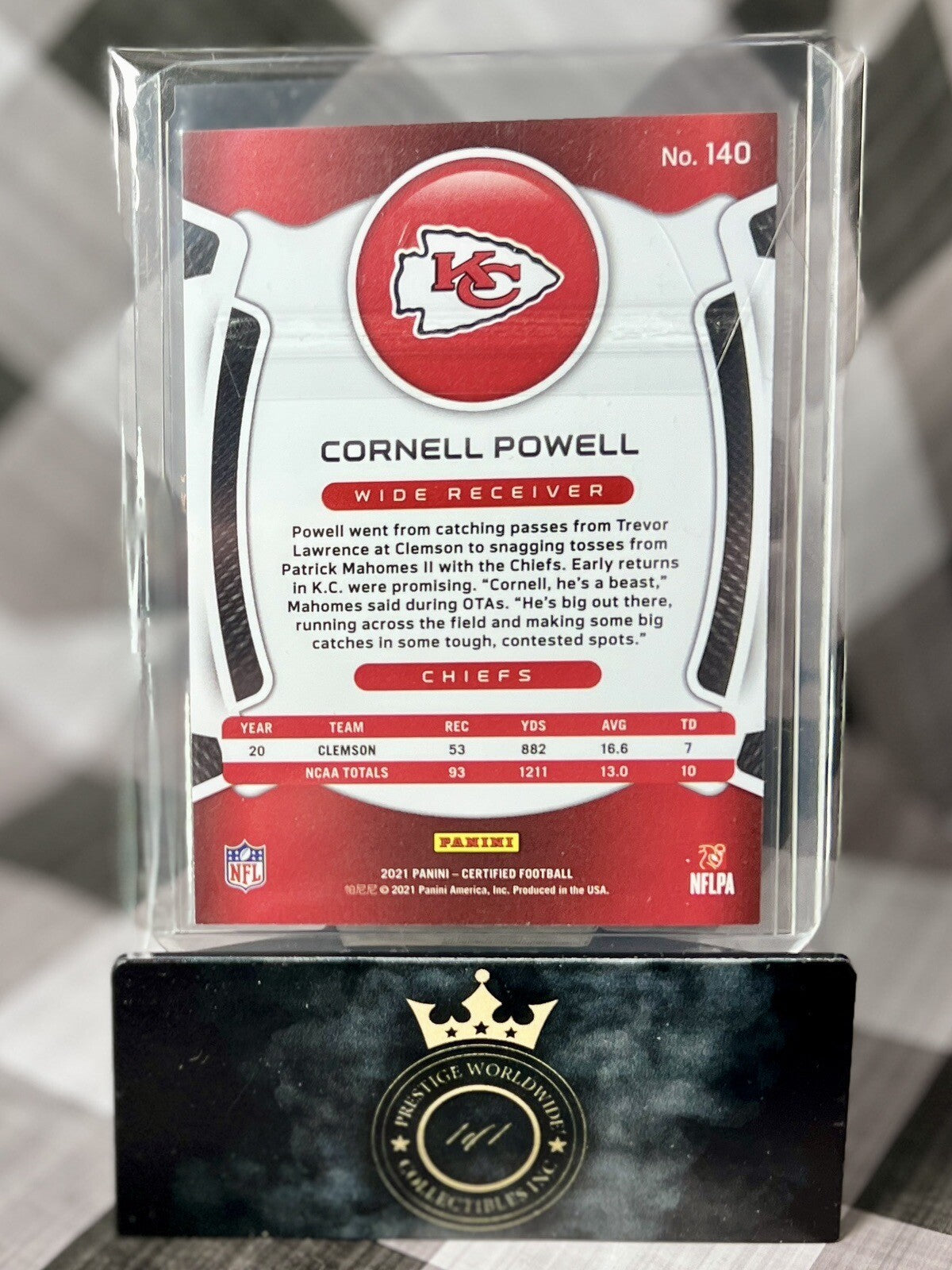 Cornell Powell 2021 Panini Certified Rookie Silver /299 #140 Kansas City Chiefs