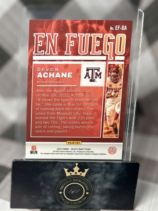 Devon Achane 2023 Select Draft Picks Rookie En Fuego #EF-DA TX A&M Dolphins RC