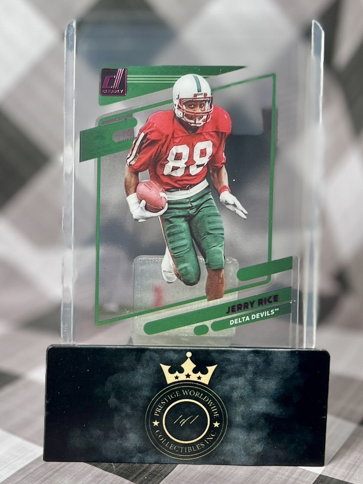 Jerry Rice 2023 Chronicles Draft Pick Clearly Donruss Pink #8 Delta Devils 49ers