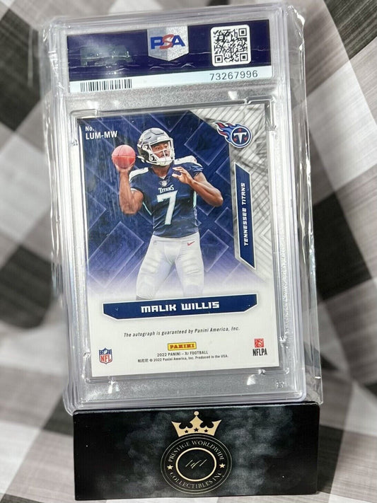 Malik Willis 2022 Xr Luminous Endorsements Gold Rookie Auto /10 PSA 7 #LUMMW TEN