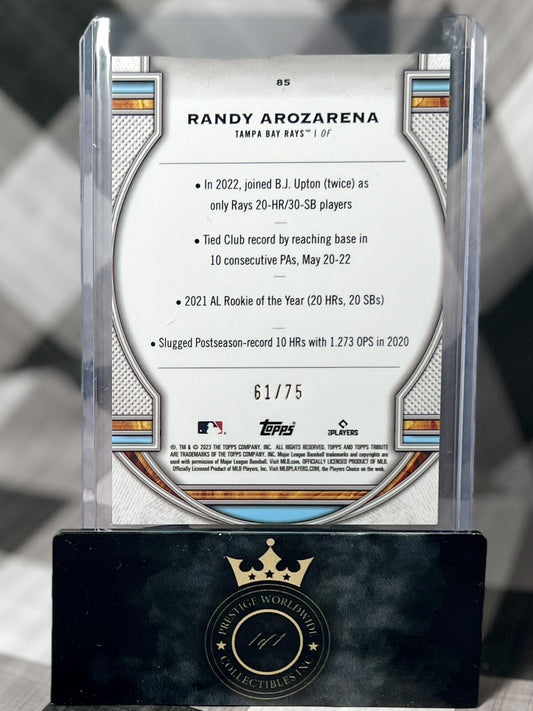 Randy Arozarena 2023 Topps Tribute Gold Parallel /75 #85 Tampa Bay Rays