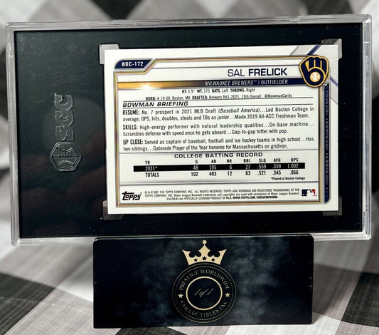 Sal Frelick 2021 Bowman Draft Chrome 1st Sky Blue Refractor SGC 9.5 #BDC-172 MIL