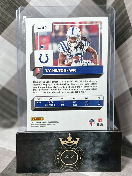 T.Y. Hilton 2022 Panini Donruss Purple Season Stat Line /23 #49 - IND Colts