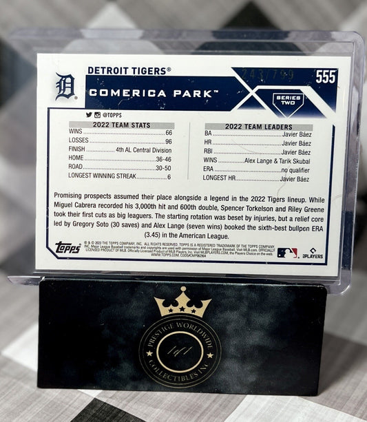 Detroit Tigers 2023 Topps Series 2 Purple Foil Team /799 #555 Tigers Short Print