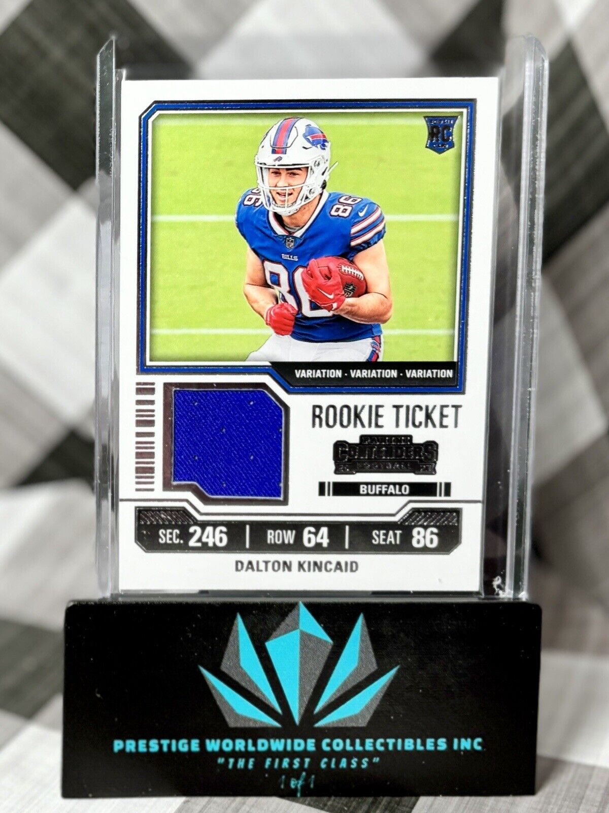 Dalton Kincaid 2023 Panini Contenders Rookie Ticket Variation Patch #TS7V Bills