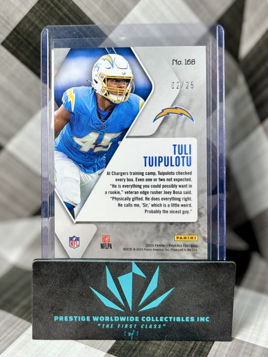 Tuli Tuipulotu 2023 Panini Phoenix Green Seismic Rookie /25 #168 LA Chargers RC