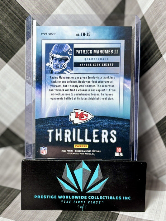 Patrick Mahomes 2023 Rookies & Stars Thrillers Silver Prizm #TH-15 KC Chiefs