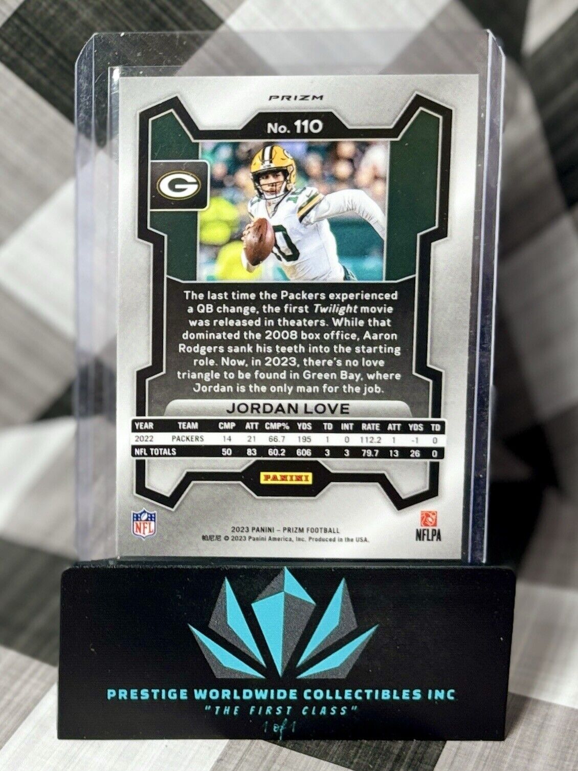 Jordan Love 2023 Panini Prizm Purple Pulsar #110 Green Bay Packers SP