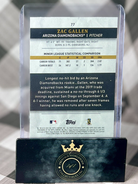 Zac Gallen 2020 Topps Gold Label Class 2 Rookie Black #77 AZ Diamondbacks RC