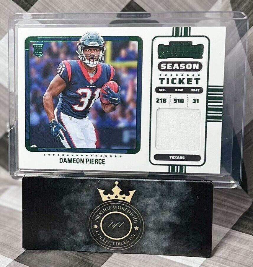 Dameon Pierce 2022 Contenders Emerald Rookie Variation Patch #RSV-DPI Texans RC