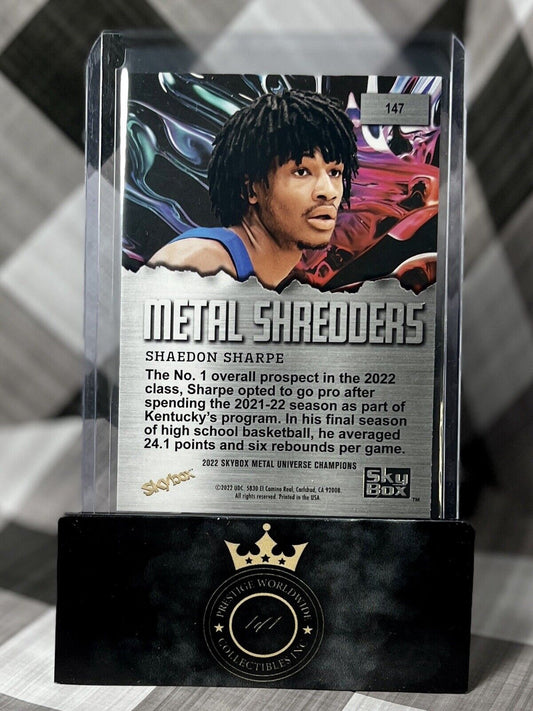 Shaedon Sharpe 2022 Metal Universe Champions Aqua Metal Shredders Rookie #147 TB