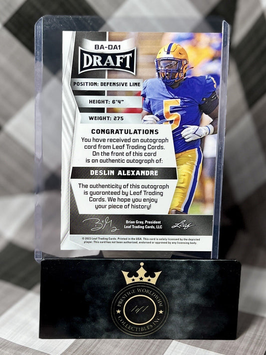 Deslin Alexandre 2023 Leaf Draft Red Rookie Auto #BA-DA1 Pitt & NY Jets RC