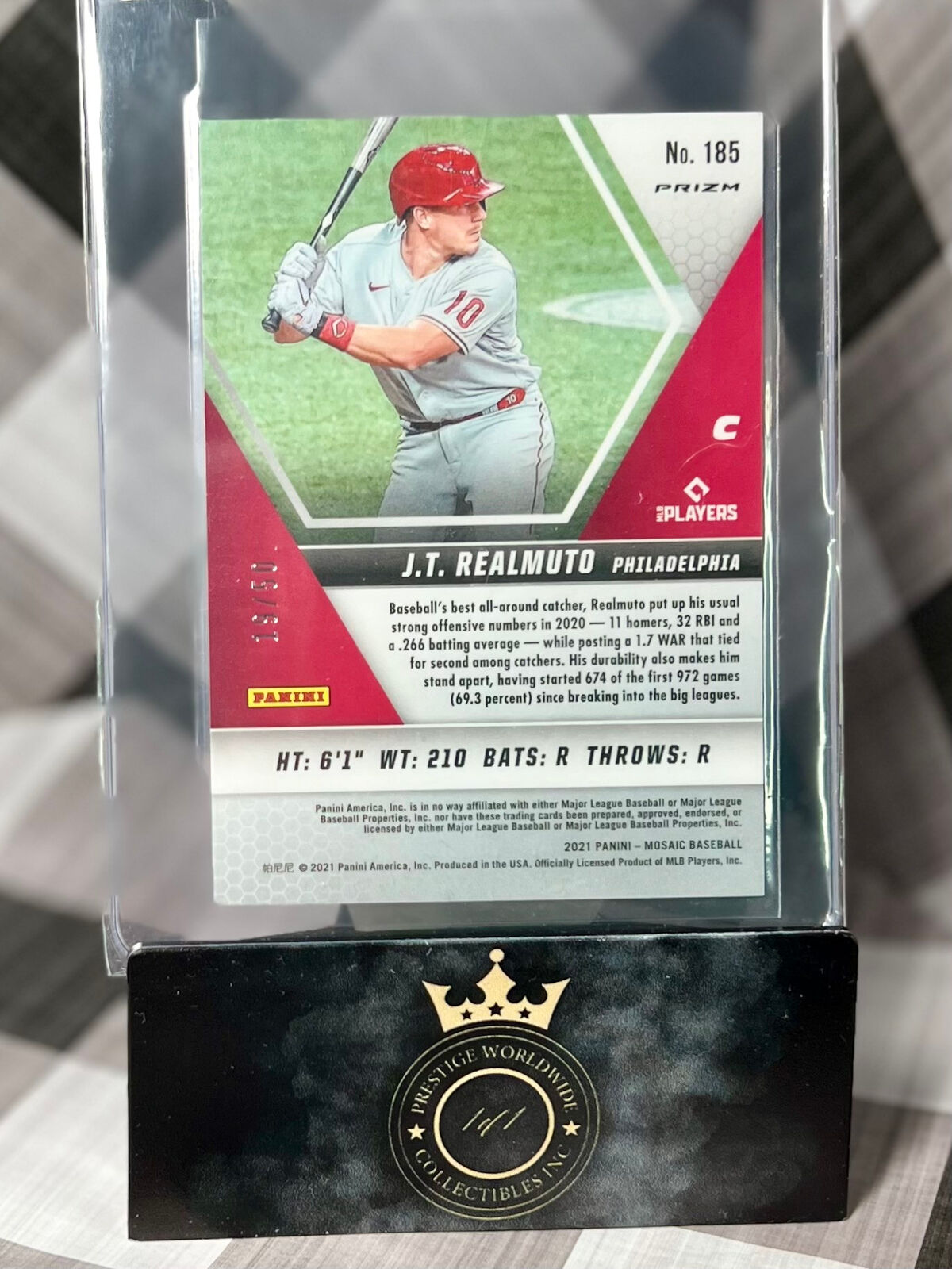 J.T. Realmuto 2021 Mosaic Purple Quick Pitch /50 #185