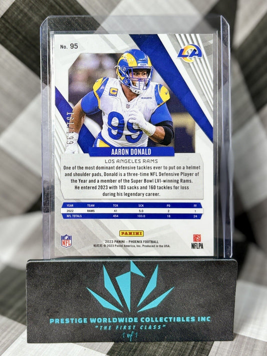 Aaron Donald 2023 Panini Phoenix Red Seismic /199 #95 Los Angeles Rams HOF?