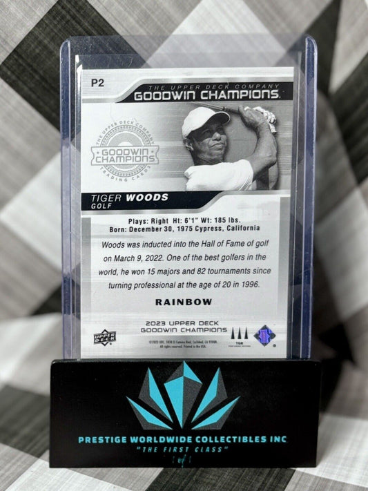 Tiger Woods 2023 UD Goodwin Champions Platinum Rainbow #P2 PGA Tour Golf