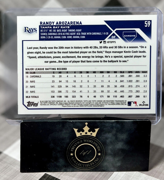 Randy Arozarena 2023 Topps Chrome Green Refractor /99 #59 Tampa Bay Rays