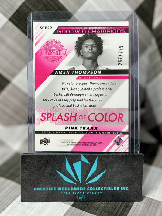 Amen Thompson 2022 Goodwin Champions Splash of Color Platinum Pink /299 #SCP29