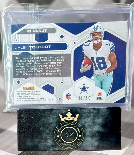 Jalen Tolbert 2022 Elements Rookie Blue Neon On Card Auto /50 #RNS-JT Cowboys