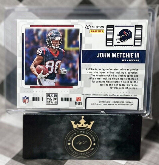 John Metchie III 2022 Panini Contenders Emerald Season Ticket Patch #RSV-JME HOU