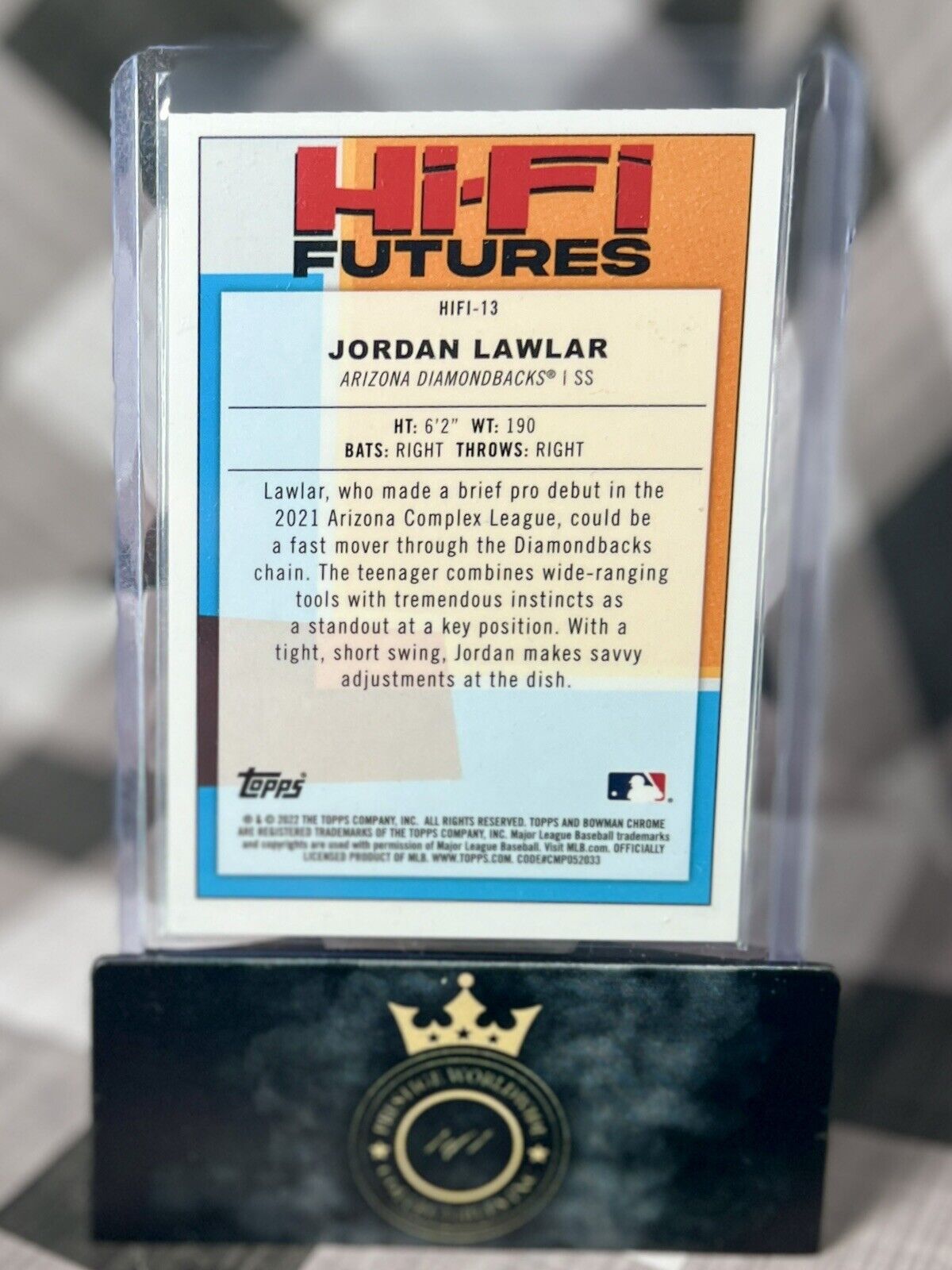Jordan Lawlar 2022 Bowman Chrome Hi-Fi Futures Purple Mojo /199 #HIFI-3 Dbacks