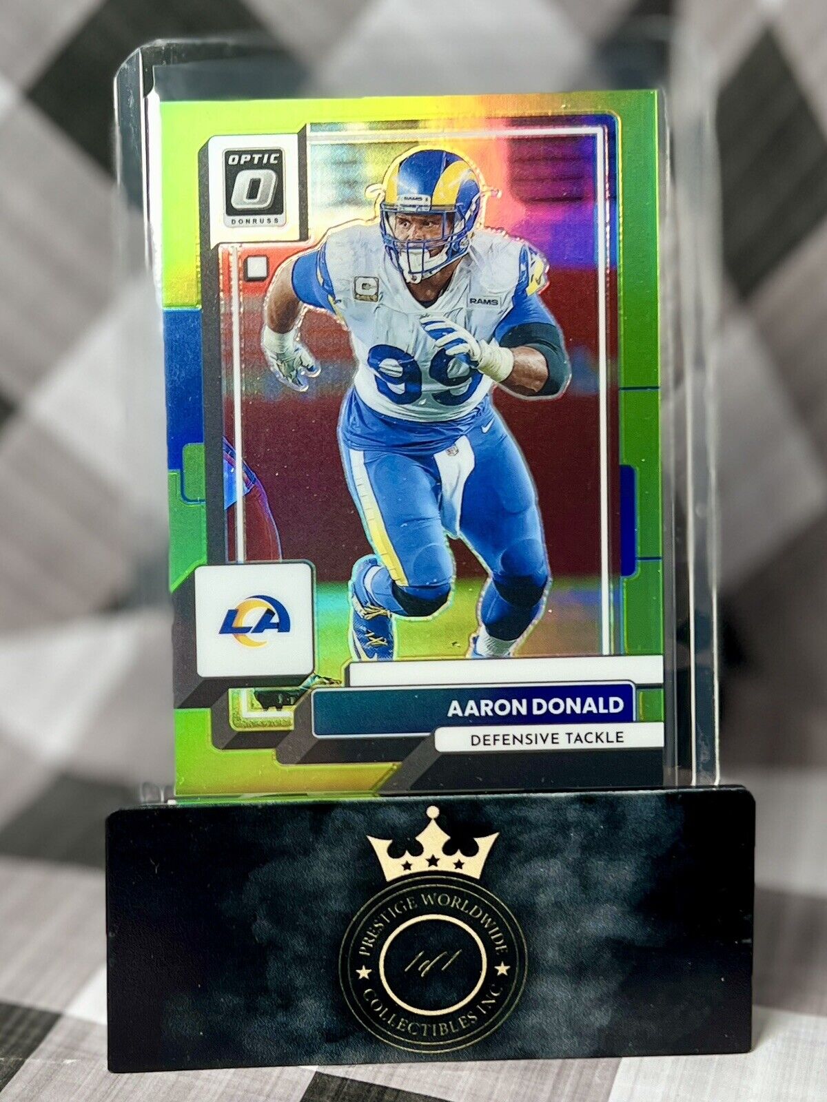 Aaron Donald 2022 Donruss Optic LIME GREEN PRIZM /35 #118 Los Angeles Rams SP