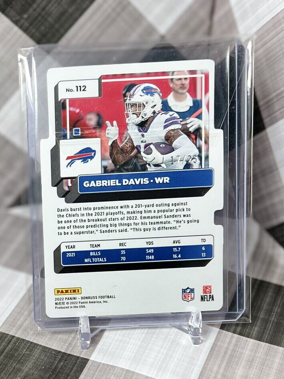 Gabriel Davis 2022 Panini Donruss Gold Press Proof /25 #112 - Buffalo Bills SP