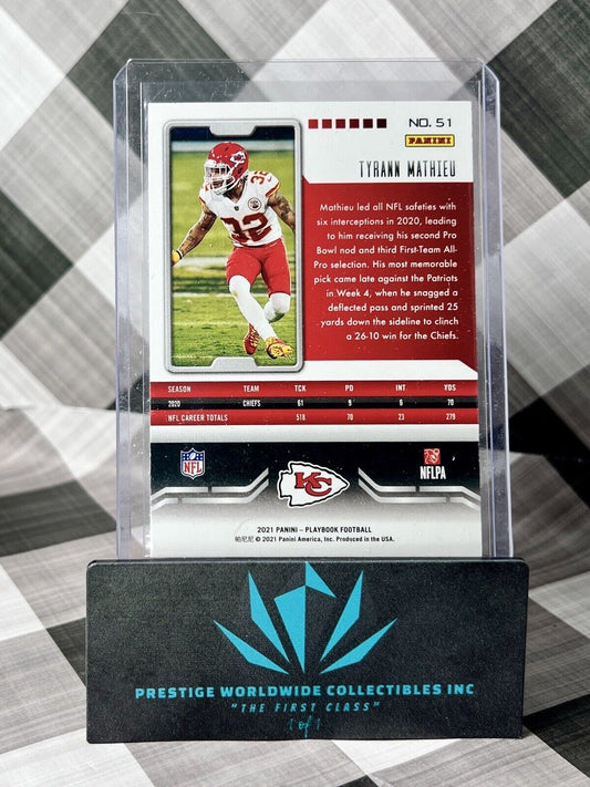 Tyrann Mathieu 2021 Panini Playbook Purple Parallel #51 Kansas City Chiefs