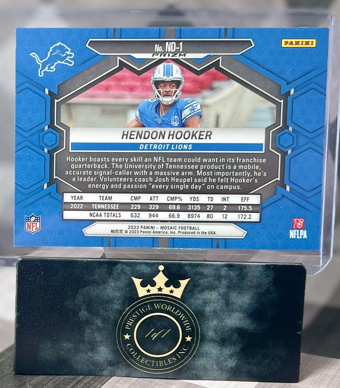 Hendon Hooker 2023 Mosaic NFL Debut Pink Camo Rookie #ND-1 Detroit Lions RC