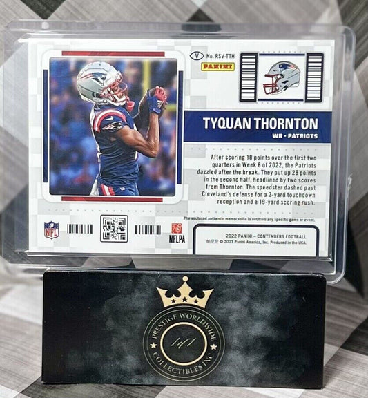 Tyquan Thornton 2022 Contenders Green Rookie Jersey Patch #RSV-TTH Patriots RC