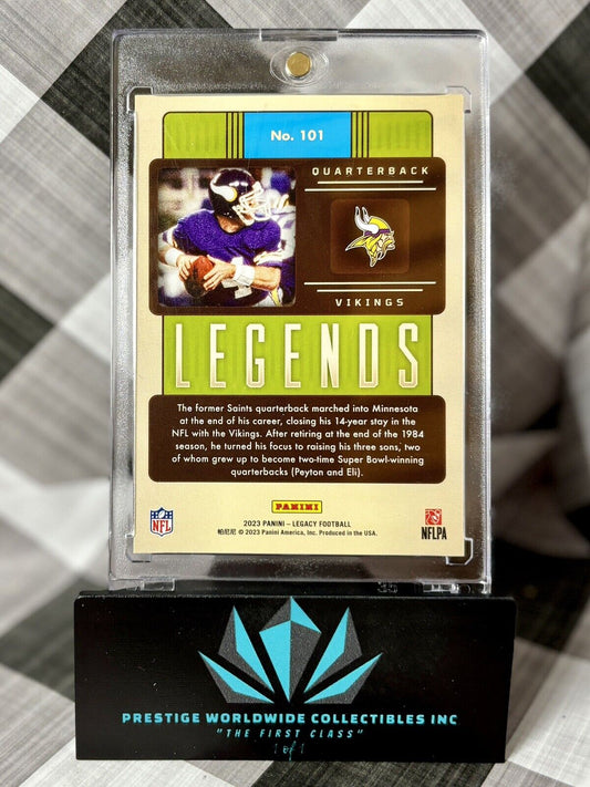 Archie Manning 2023 Panini Legacy Blue Parallel SP /25 #101 Minnesota Vikings