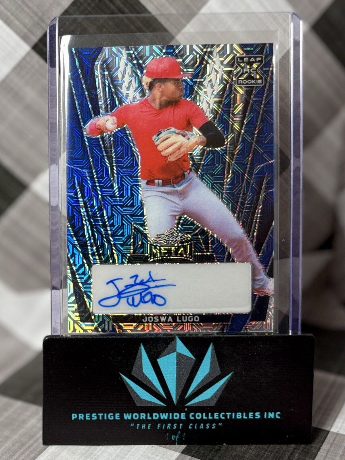 Joswa Lugo 2024 Leaf Metal Blue Prizmatic Rookie Auto /7 #BA-JL2 LA Angels RC