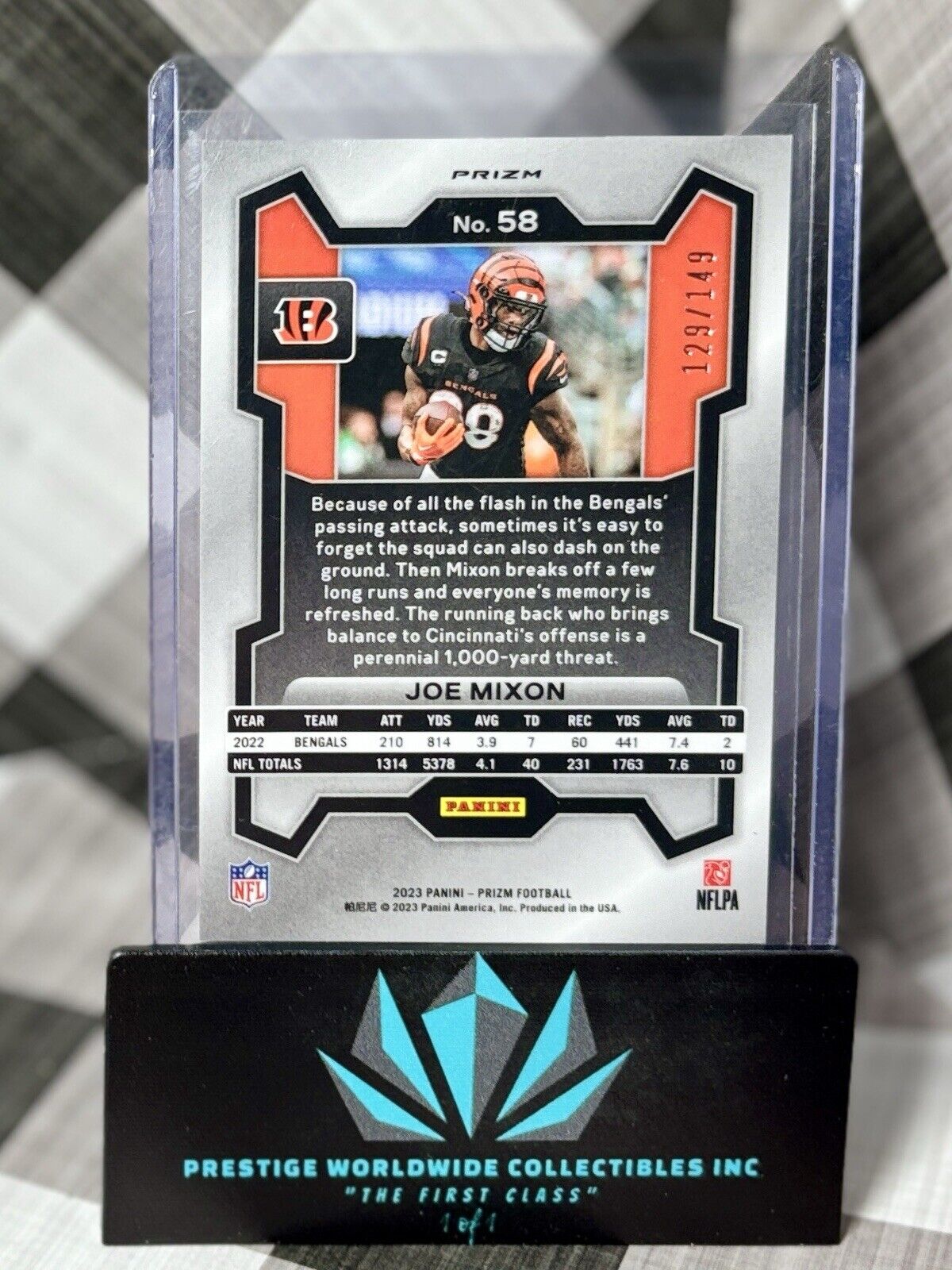 Joe Mixon 2023 Panini Prizm Red Wave Prizm /149 #58 Cincinnati Bengals & Texans