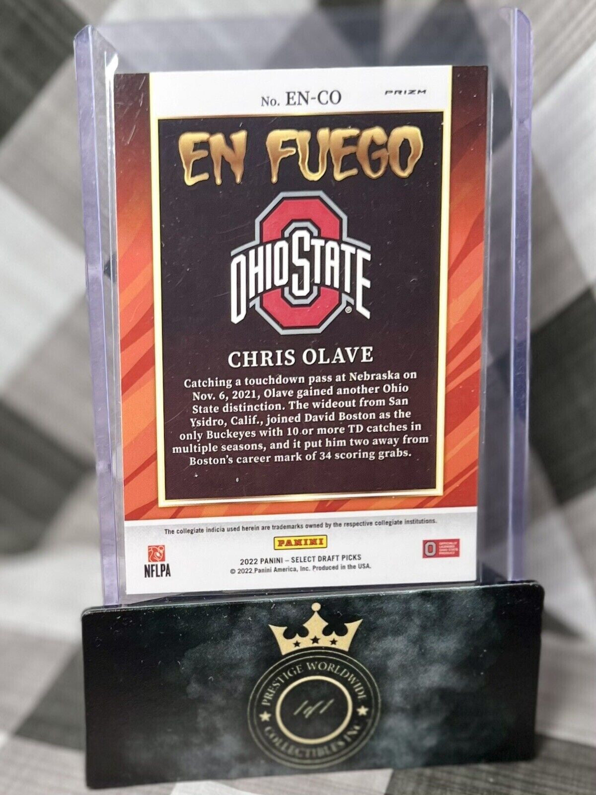 CHRIS OLAVE 2022 Panini Select Draft EN FUEGO Silver Rookie #EN-CO - NO Saints