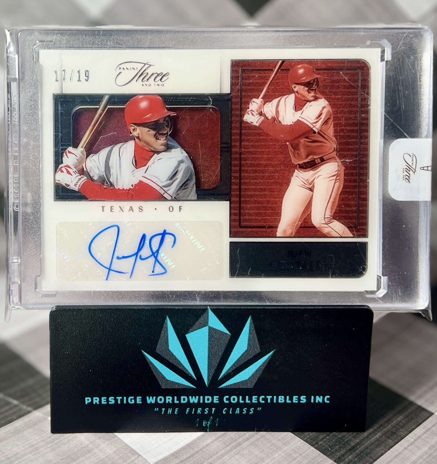 Juan Gonzalez 2023 Panini Three And Two Superstar Signatures /19 #SS-JG Rangers