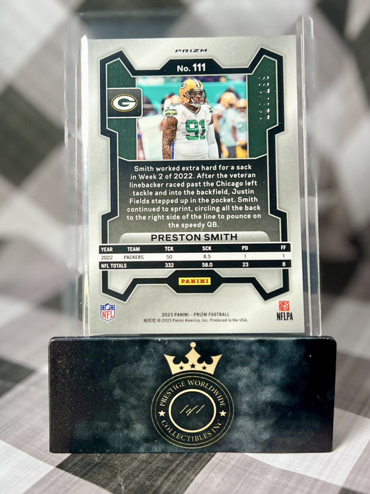 Preston Smith 2023 Panini Prizm Blue Wave Prizm /199 #111 Green Bay Packers SP