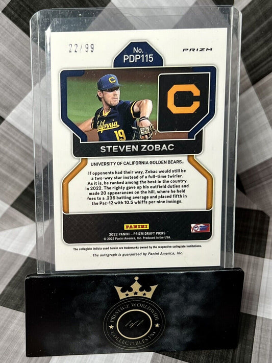 Steven Zobac 2022 Prizm Draft Picks Red Donut Rookie Auto /99 #PDP115 Cal Royals