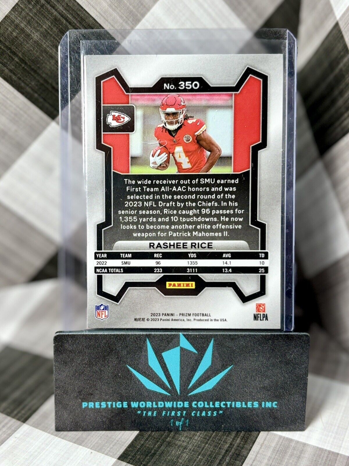 Rashee Rice 2023 Panini Prizm Base Prizm Rookie #350 Kansas City Chiefs RC